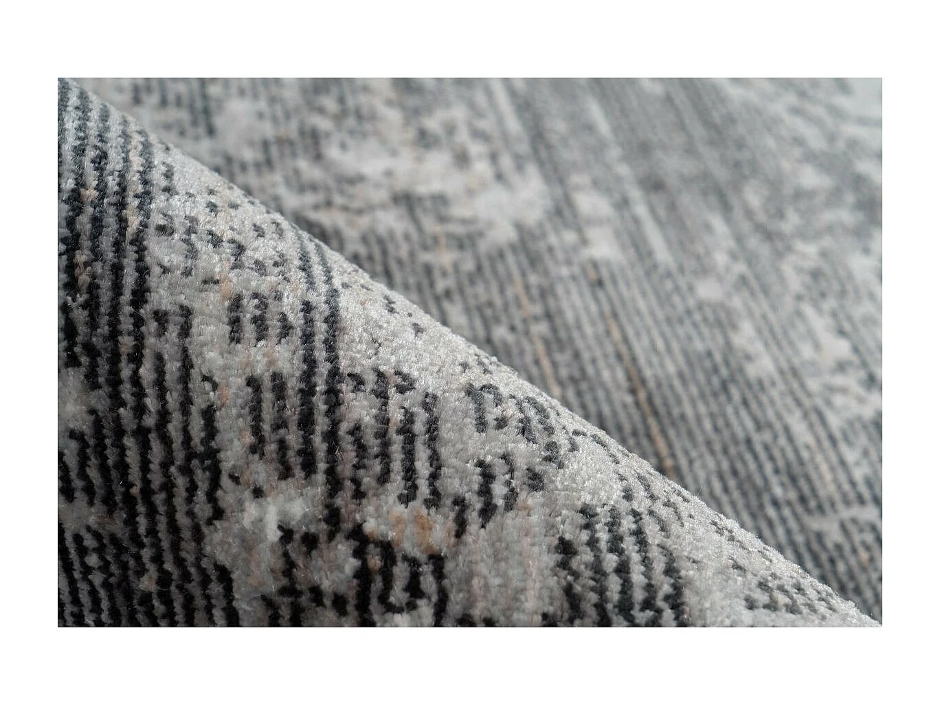 Tapis Vintage à Franges "Baroque VII" Anthracite 80 x 150 cm