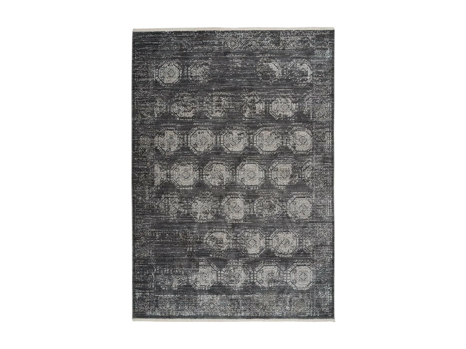 Tapis Vintage à Franges "Baroque VII" Anthracite 80 x 150 cm