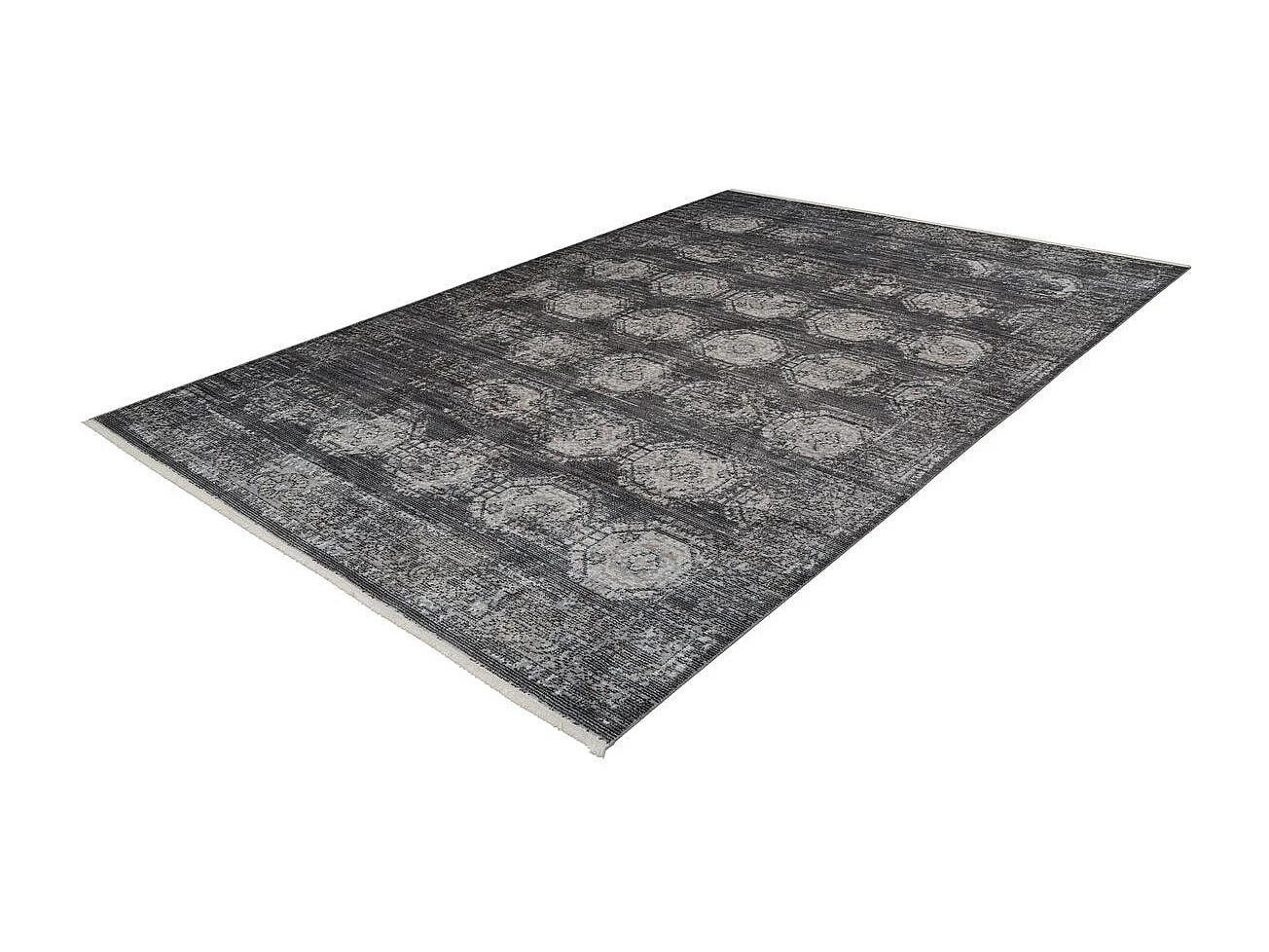 Tapis Vintage à Franges "Baroque VII" Anthracite 80 x 150 cm