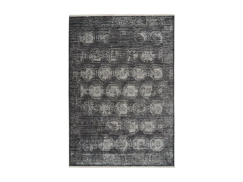 Tapis Vintage à Franges "Baroque VII" Anthracite 80 x 150 cm