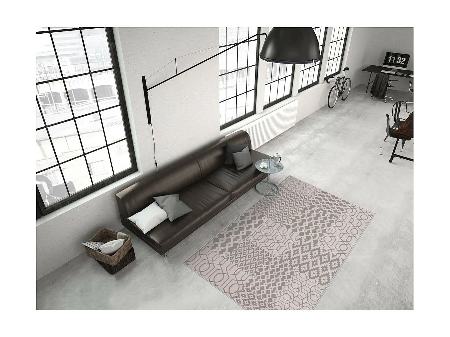 Tapis Tissé Géométrique à Poils Courts "Lina" Taupe 120 x 170 cm