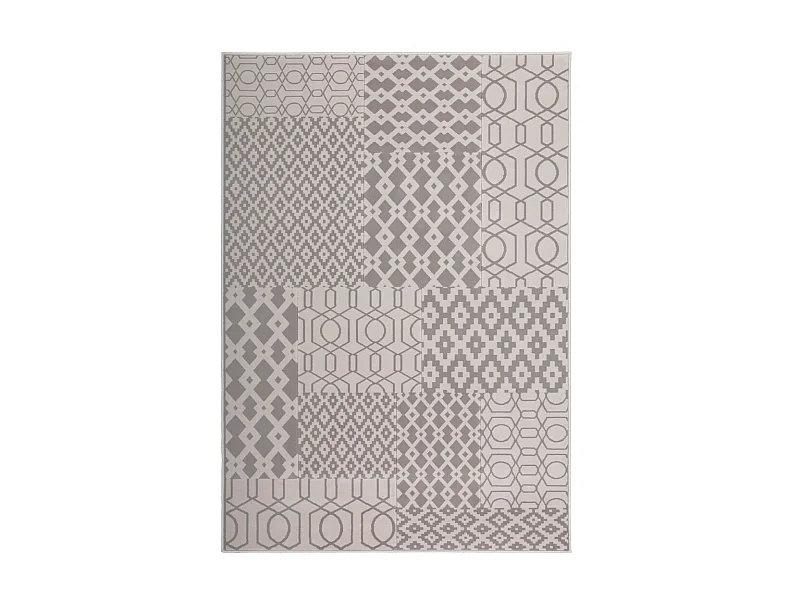 Tapis Tissé Géométrique à Poils Courts "Lina" Taupe 120 x 170 cm