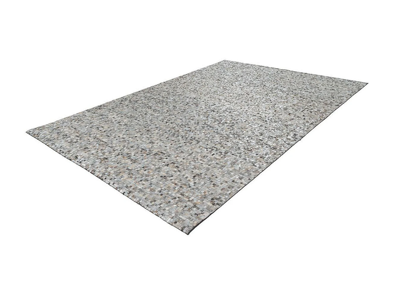 Tapis en Cuir Fait Main "Finish" Gris & Argent 160 x 230 cm