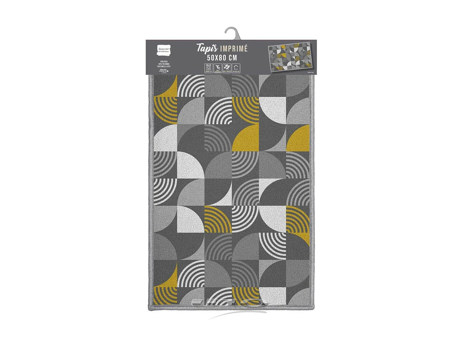 Tapis Déco Imprimé "Rythmo" 50x80cm Gris