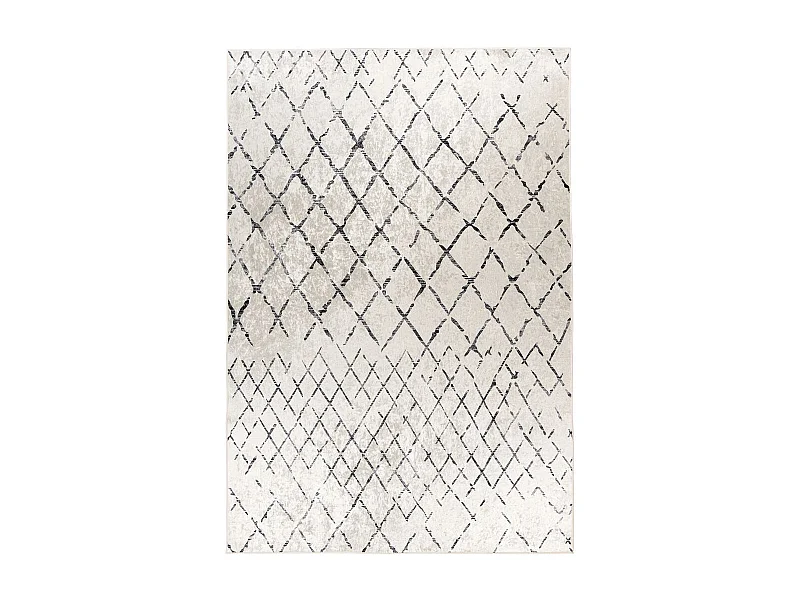 Tapis Vintage à Poils Courts "Sally" Ivoire & Noir 80 x 150 cm