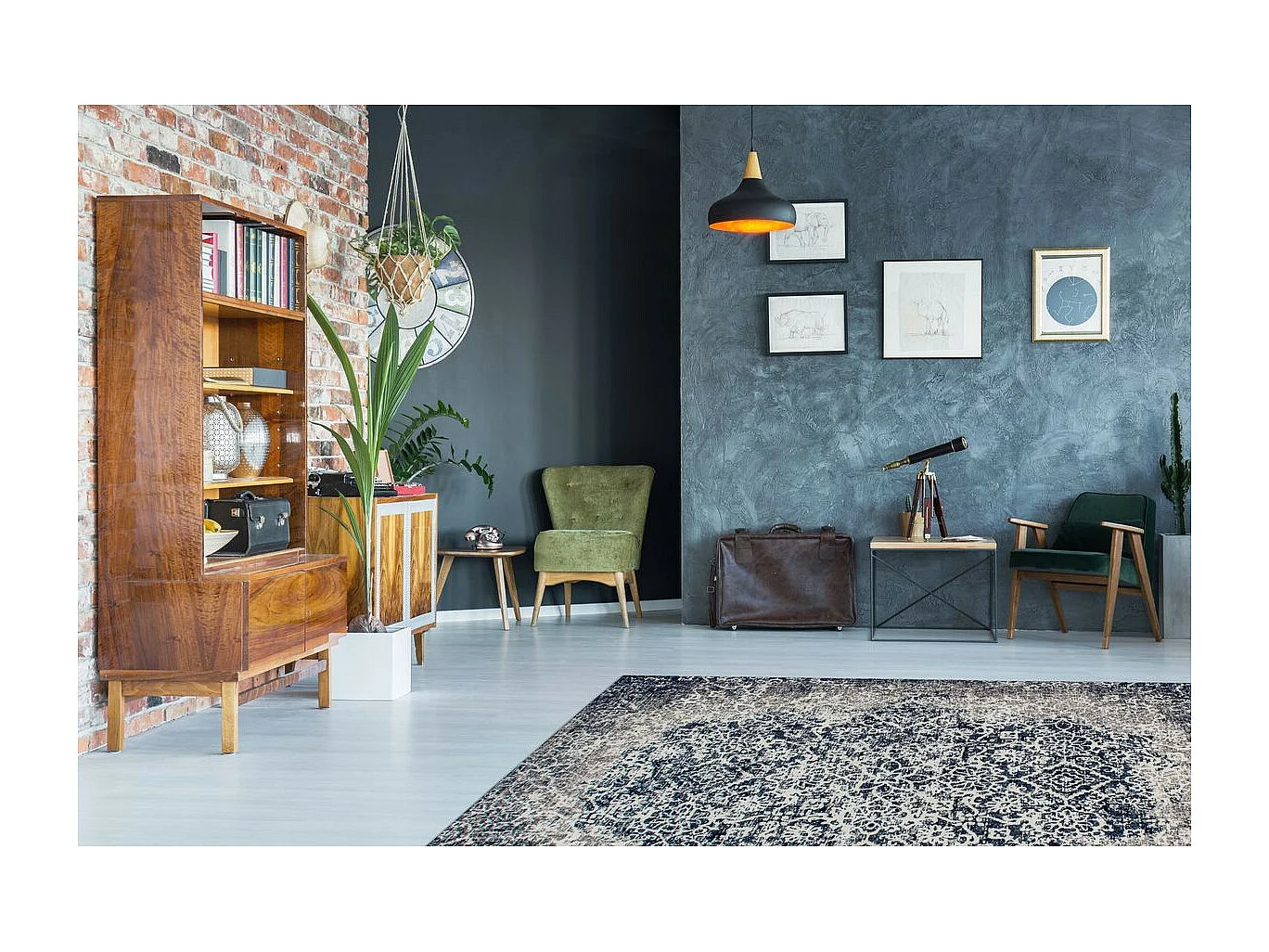 Tapis Imprimé Jacquard "River" Gris 120 x 170 cm