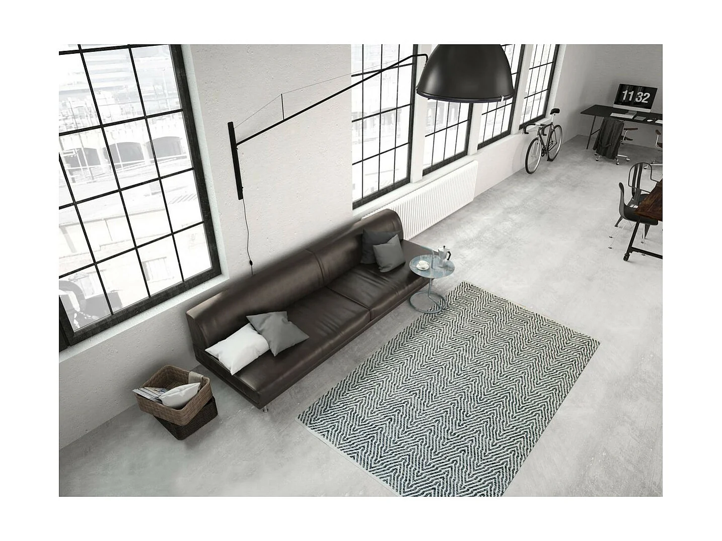 Tapis Rayé Fait Main "Aperitif" Gris 160 x 230 cm