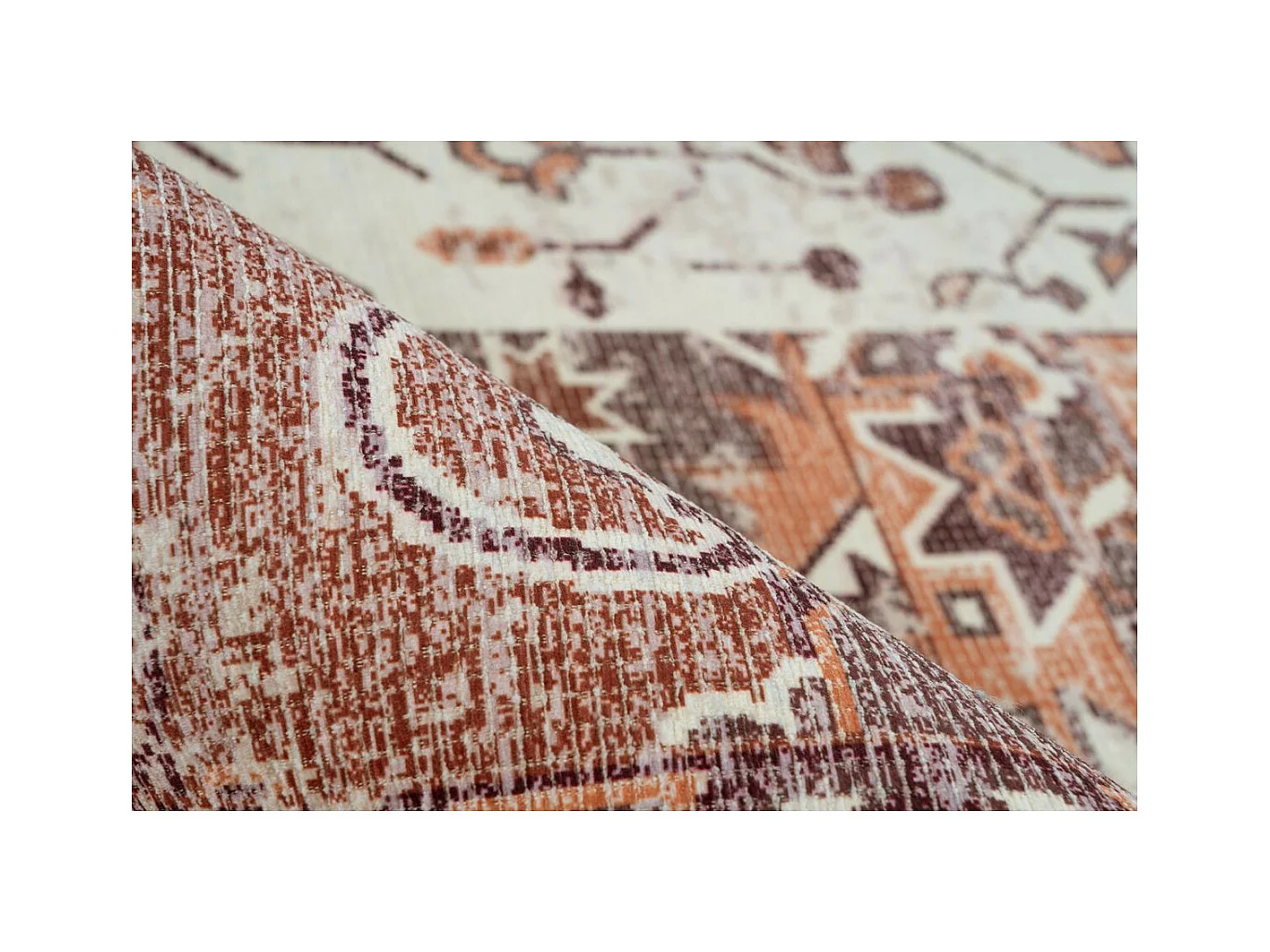 Tapis Vintage à Poils Courts "Indiana IV" Terracotta 80 x 150 cm