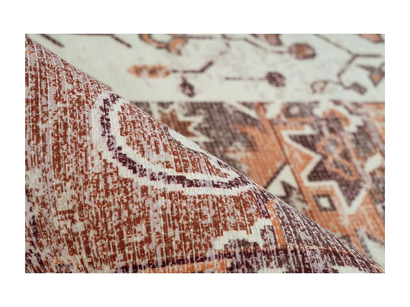 Tapis Vintage à Poils Courts "Indiana IV" Terracotta 80 x 150 cm