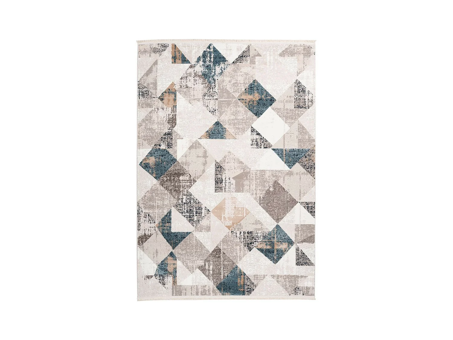 Tapis Géométrique à Franges "Akropolis II" Gris & Bleu 120 x 180 cm