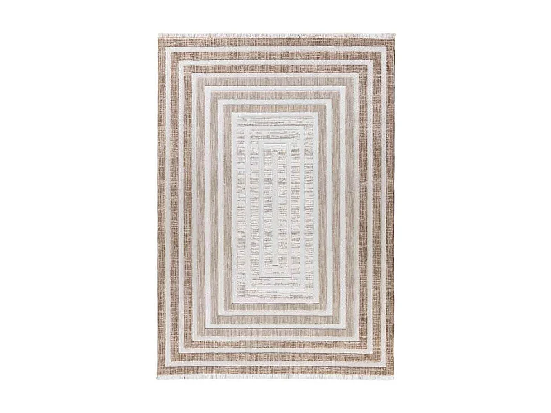 Tapis Tissé Géométrique "Sarai" Marron & Beige 120 x 170 cm