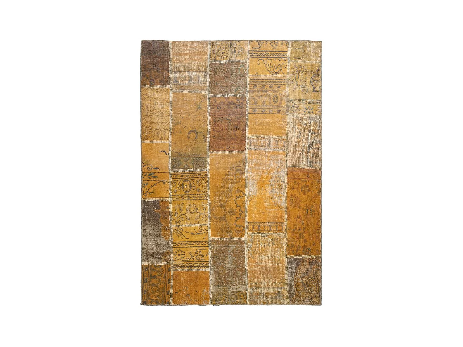 Tapis Tissé Imprimé Patchwork "Faye" Or 80 x 150 cm