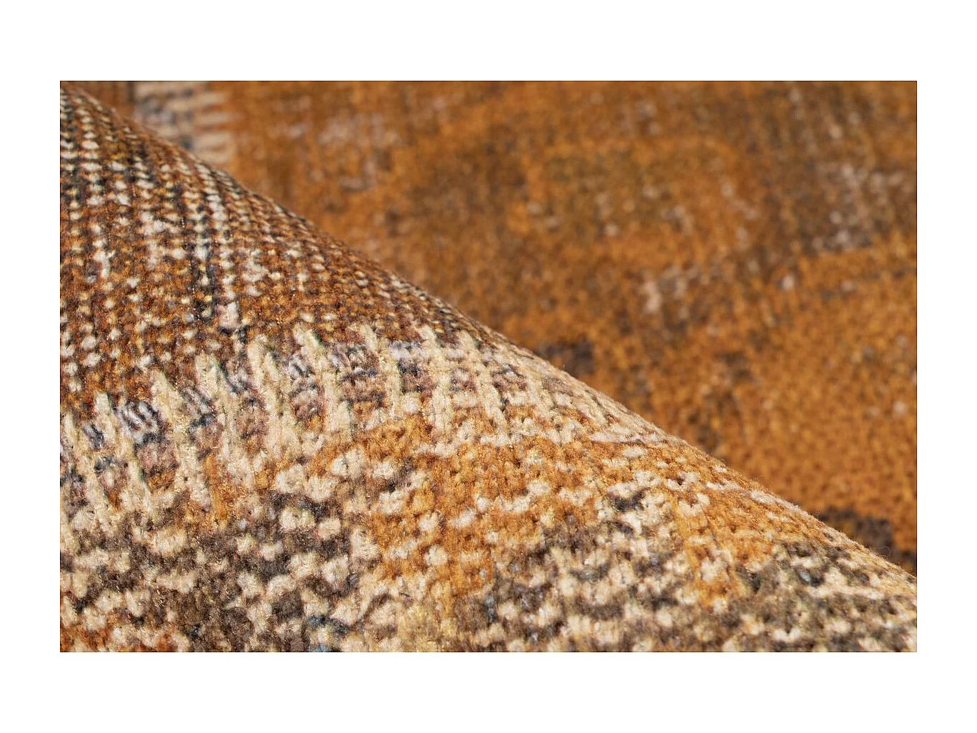 Tapis Tissé Imprimé Patchwork "Faye" Or 80 x 150 cm