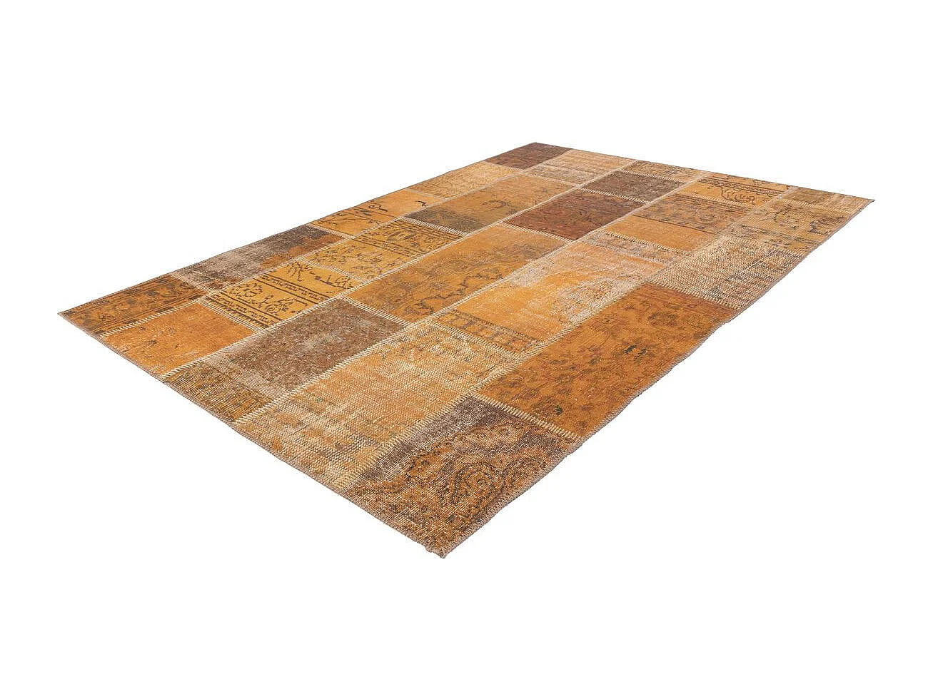 Tapis Tissé Imprimé Patchwork "Faye" Or 80 x 150 cm