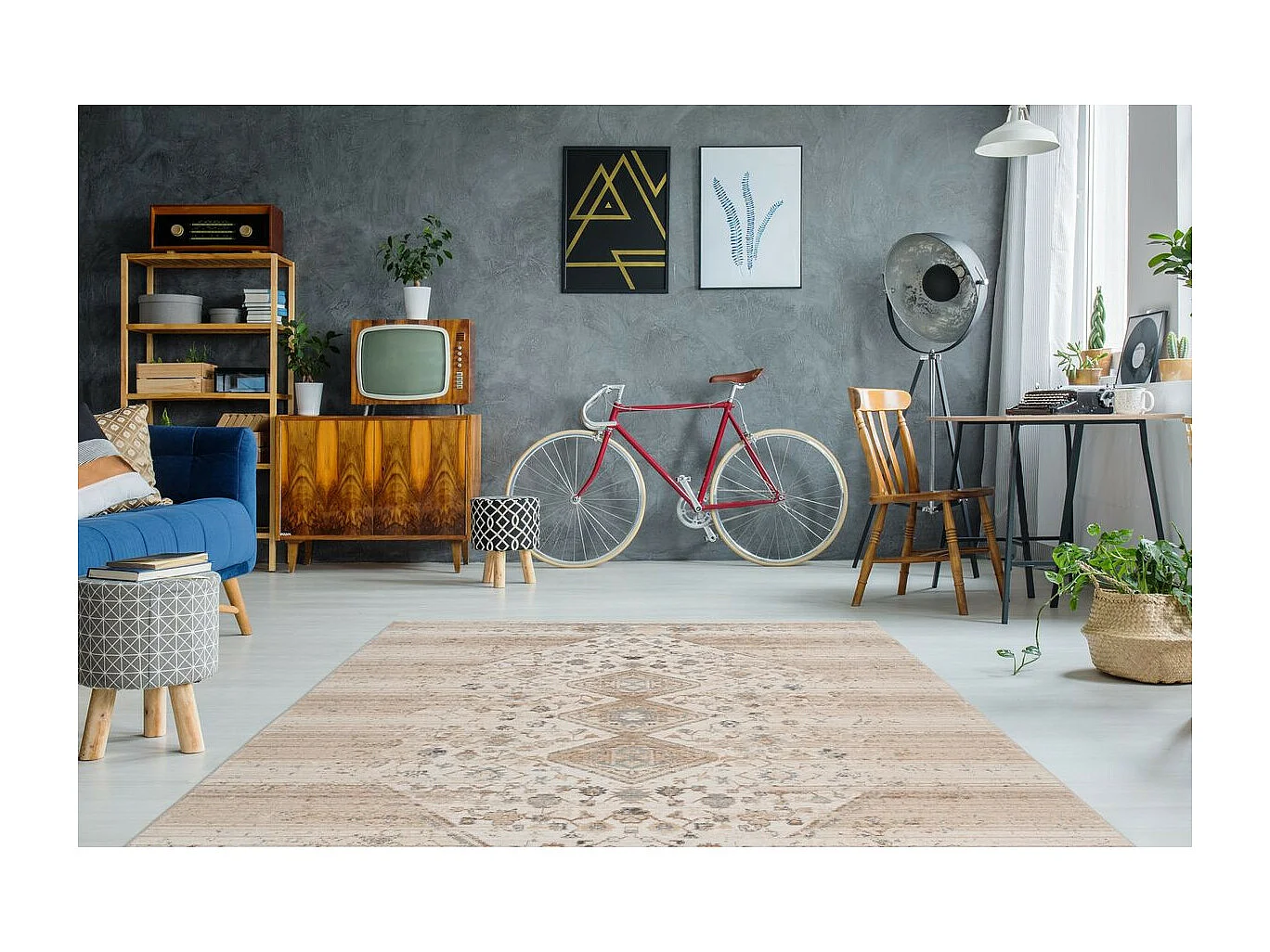 Tapis Vintage à Poils Courts "Baroque XI" Beige 80 x 150 cm