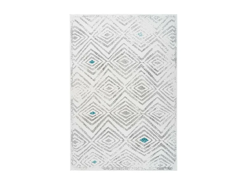 Tapis Ethnique à Poils Courts "Vancouver IV" Blanc 80 x 150 cm