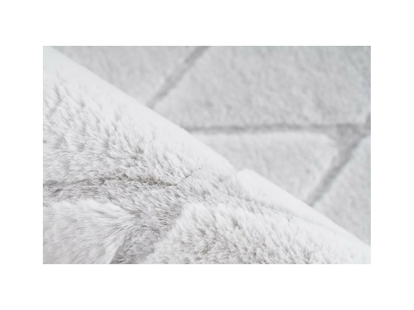 Tapis Shaggy Géométrique "Vivica" Blanc & Bleu Gris 80 x 250 cm