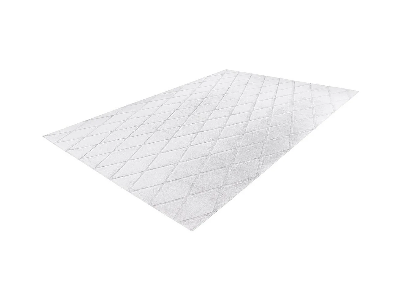 Tapis Shaggy Géométrique "Vivica" Blanc & Bleu Gris 80 x 250 cm