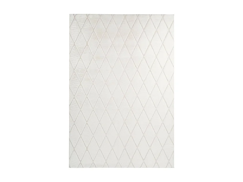 Tapis Shaggy Géométrique "Vivica" Blanc & Crème 80 x 250 cm