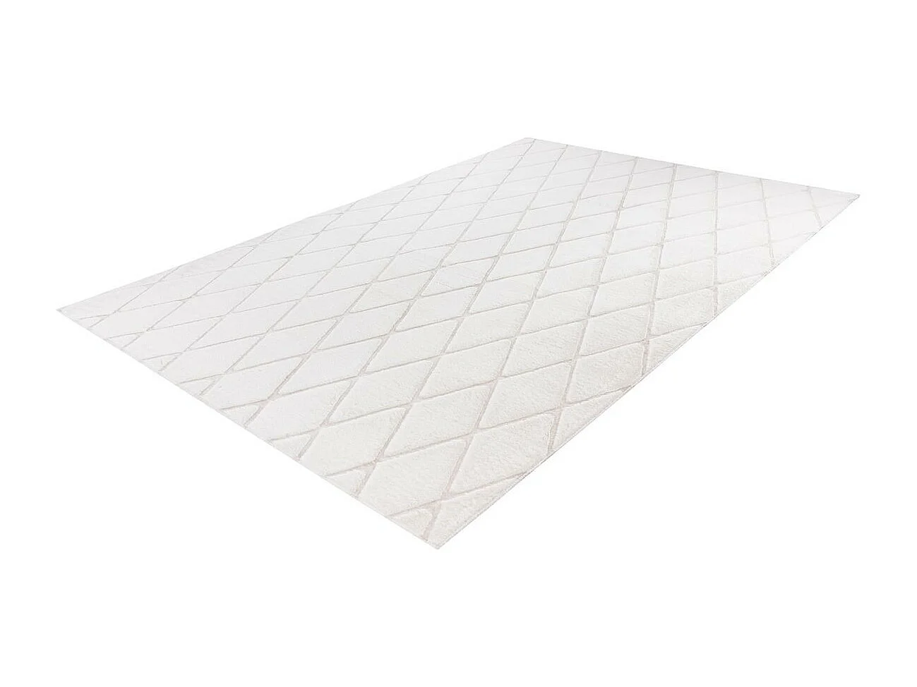 Tapis Shaggy Géométrique "Vivica" Blanc & Crème 80 x 250 cm