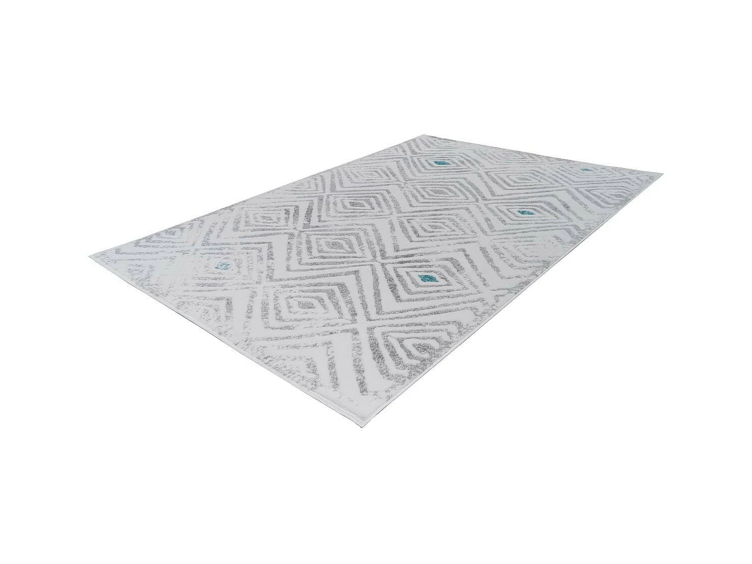 Tapis Ethnique à Poils Courts "Vancouver IV" Blanc 120 x 170 cm