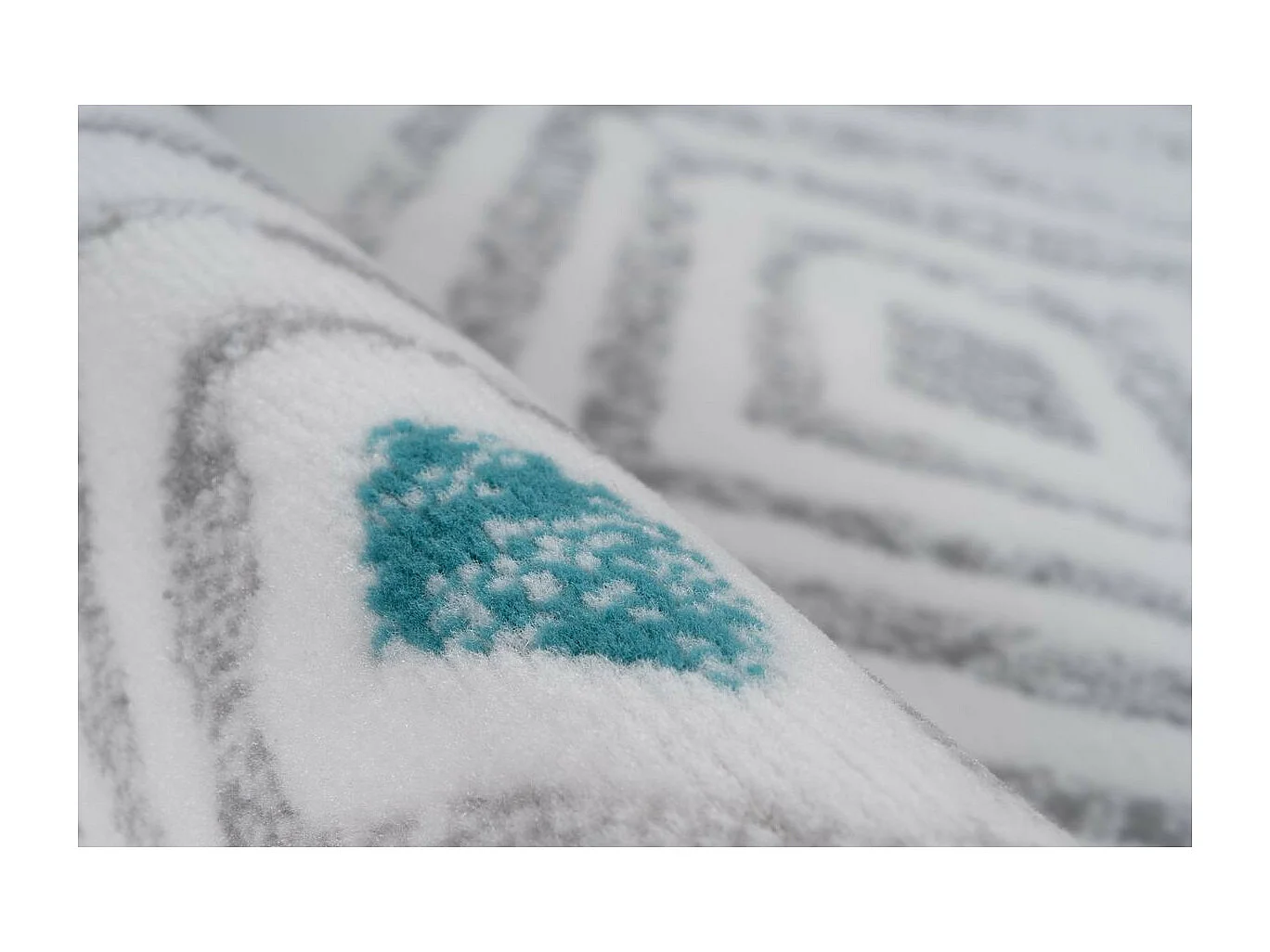 Tapis Ethnique à Poils Courts "Vancouver IV" Blanc 120 x 170 cm