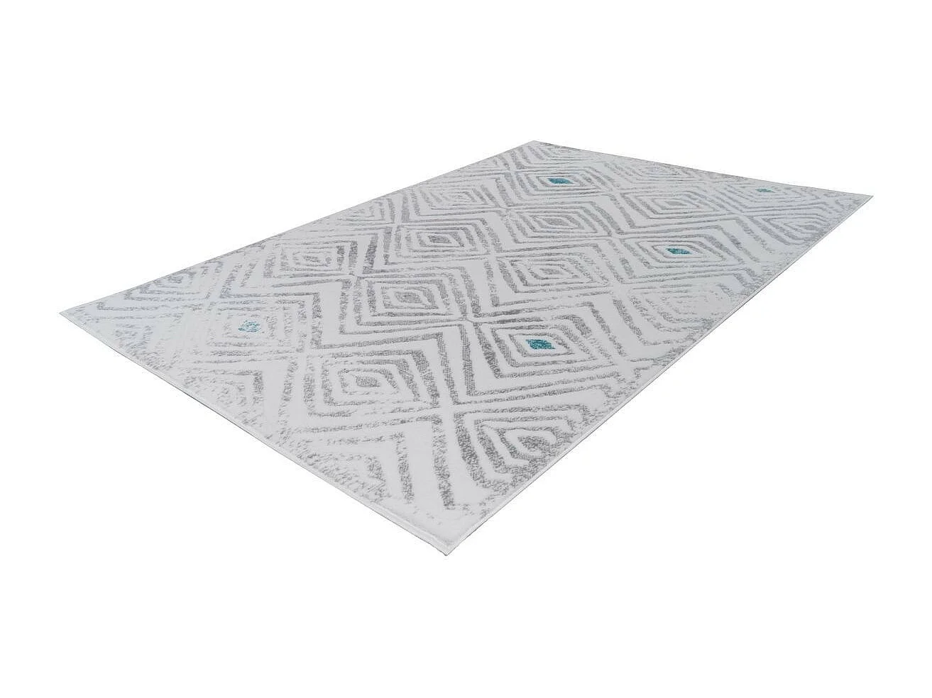 Tapis Ethnique à Poils Courts "Vancouver IV" Blanc 120 x 170 cm