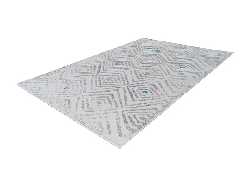 Tapis Ethnique à Poils Courts "Vancouver IV" Blanc 120 x 170 cm