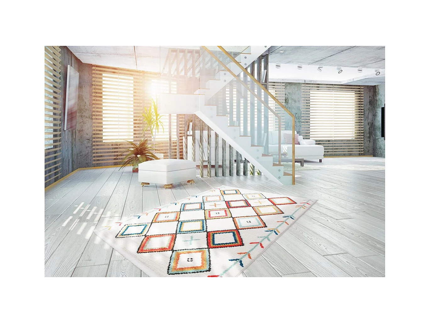 Tapis Ethnique à Franges "Agadir" Multicolore 120 x 170 cm