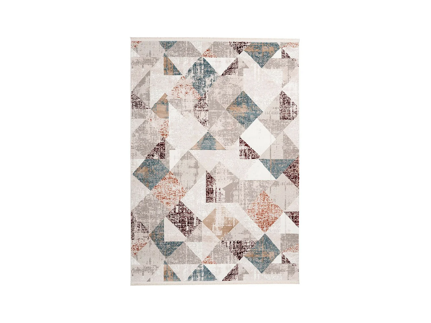 Tapis Géométrique à Franges "Akropolis II" Gris & Rose 120 x 180 cm