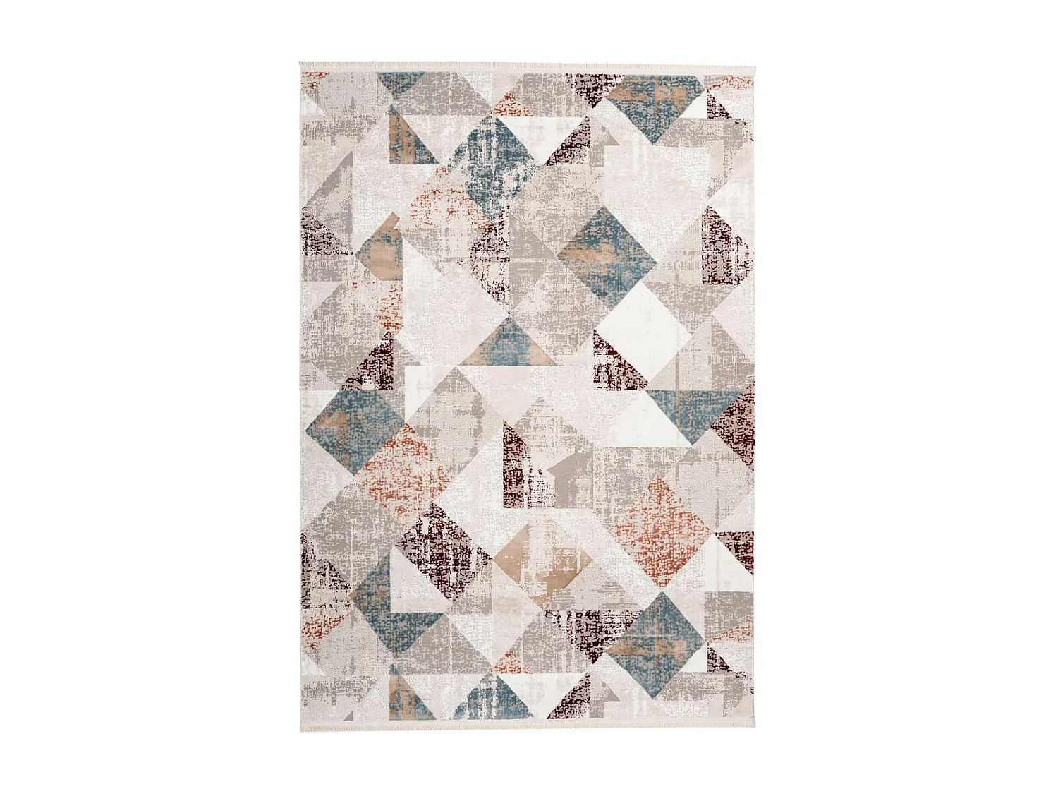 Tapis Géométrique à Franges "Akropolis II" Gris & Rose 120 x 180 cm