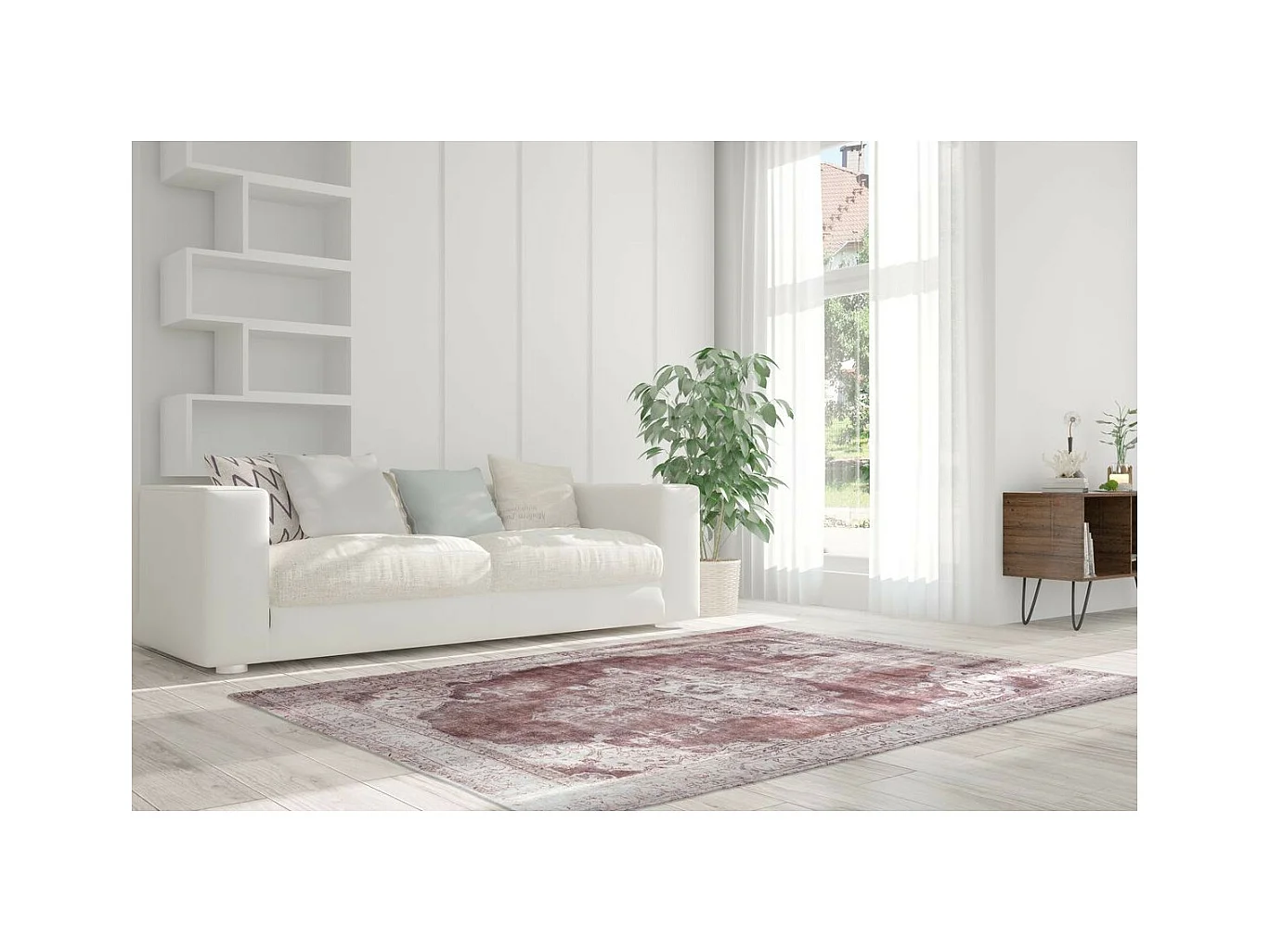 Tapis Imprimé Antique "Vintage" Beige 140 x 200 cm