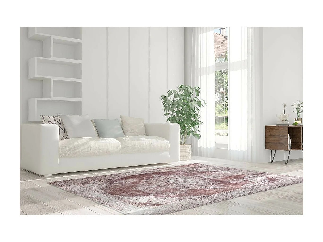 Tapis Imprimé Antique "Vintage" Beige 140 x 200 cm