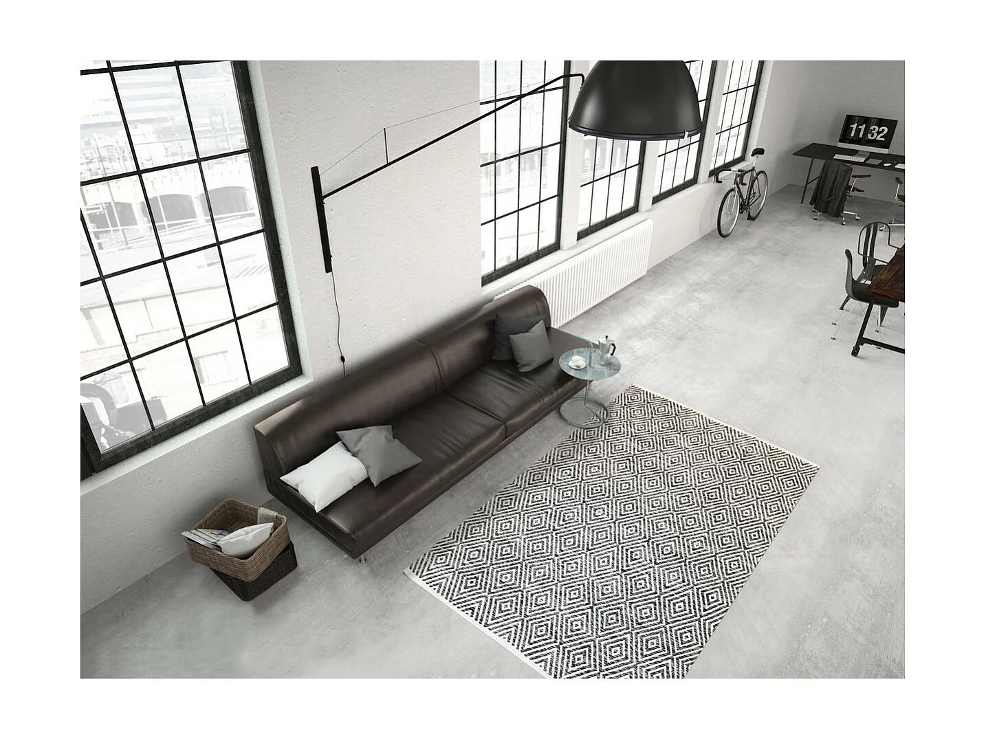 Tapis Géométrique Fait Main "Aperitif" Gris 80 x 150 cm