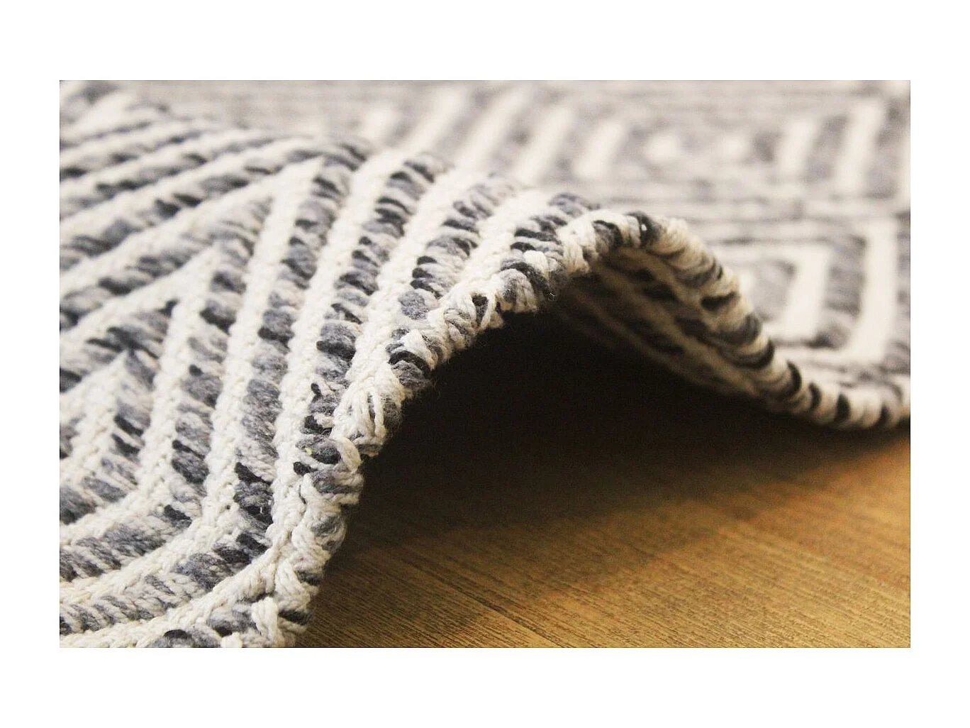 Tapis Géométrique Fait Main "Aperitif" Gris 80 x 150 cm