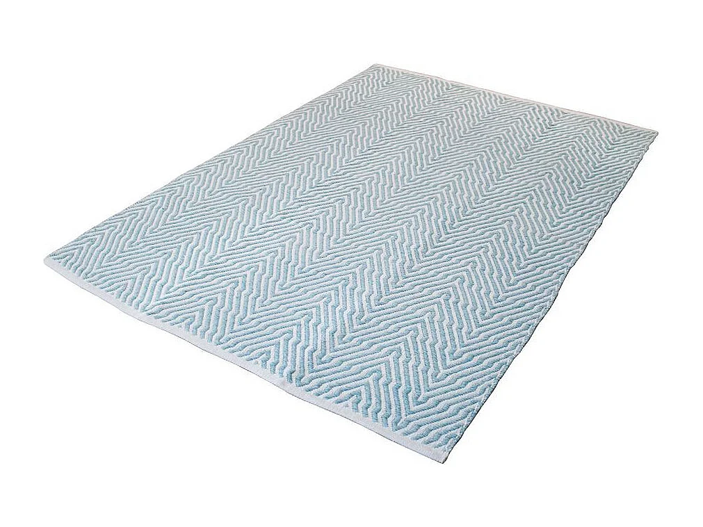 Tapis Rayé Fait Main "Aperitif" Turquoise 80 x 150 cm