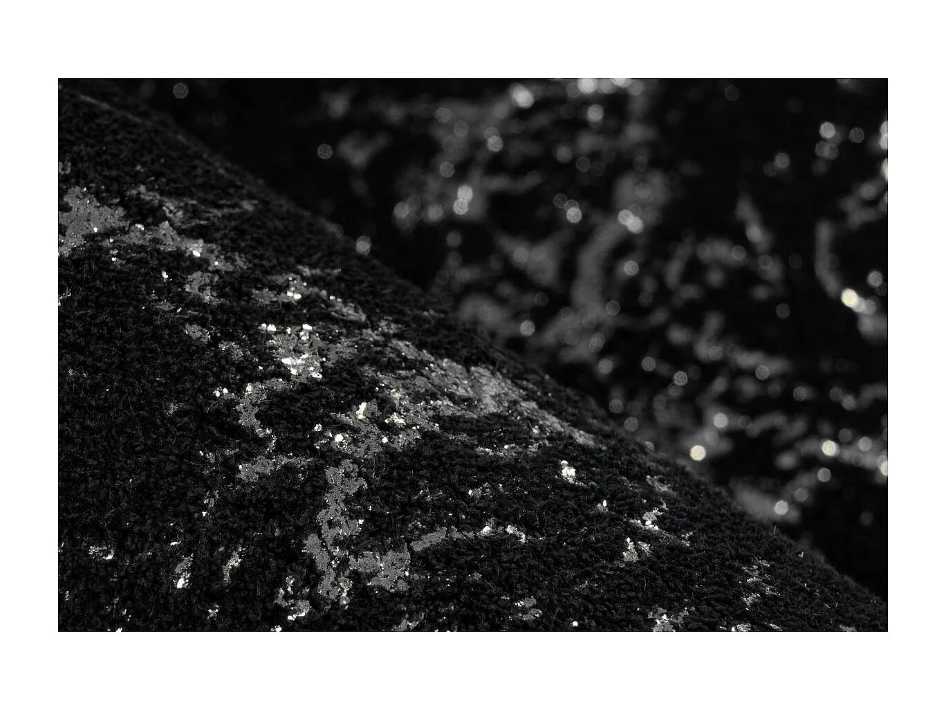 Tapis Marbré à Poils Longs "Bijou" Noir & Argent 200 x 290 cm