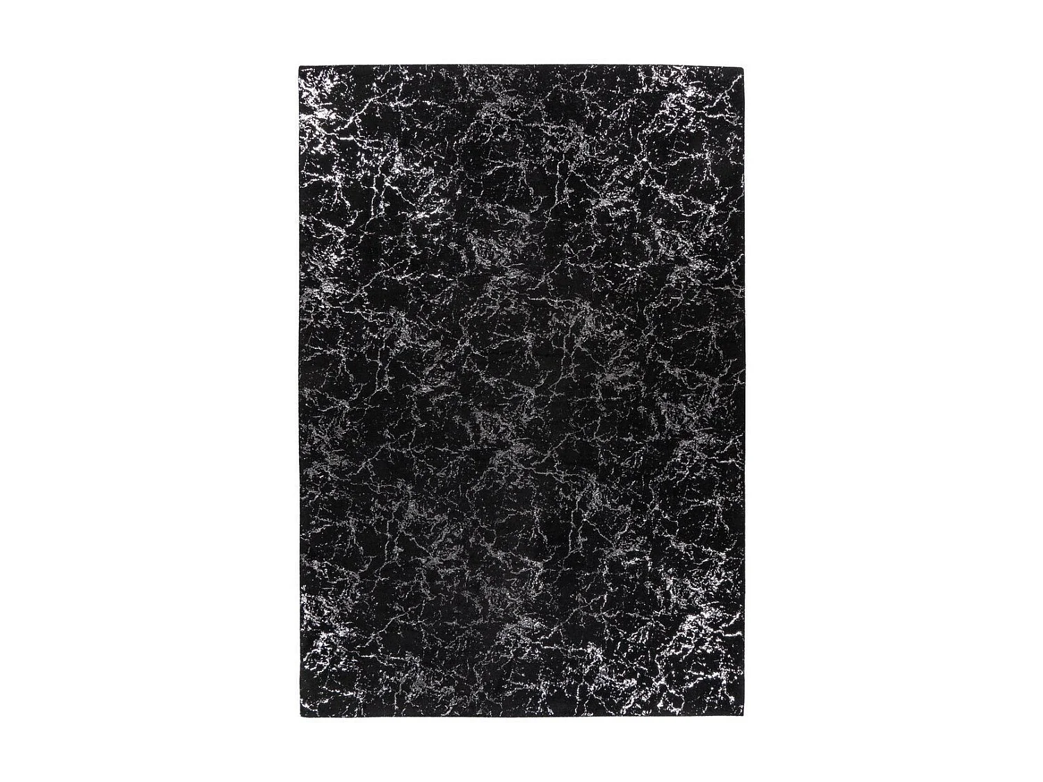 Tapis Marbré à Poils Longs "Bijou" Noir & Argent 200 x 290 cm