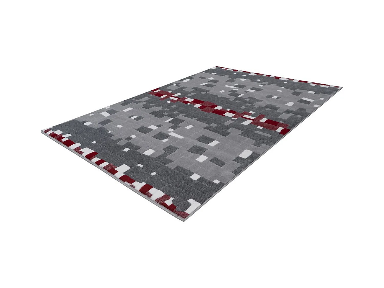 Tapis Mosaïque à Poils Courts "Vancouver II" Rouge 120 x 170 cm