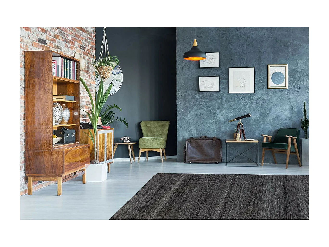 Tapis Jacquard à Poils Courts "Phoenix" Anthracite 120 x 170 cm