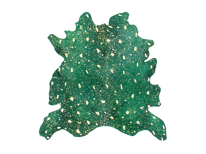 Tapis Peau de Vache "Fly" Vert & Or Entre 2 et 2,6 m2