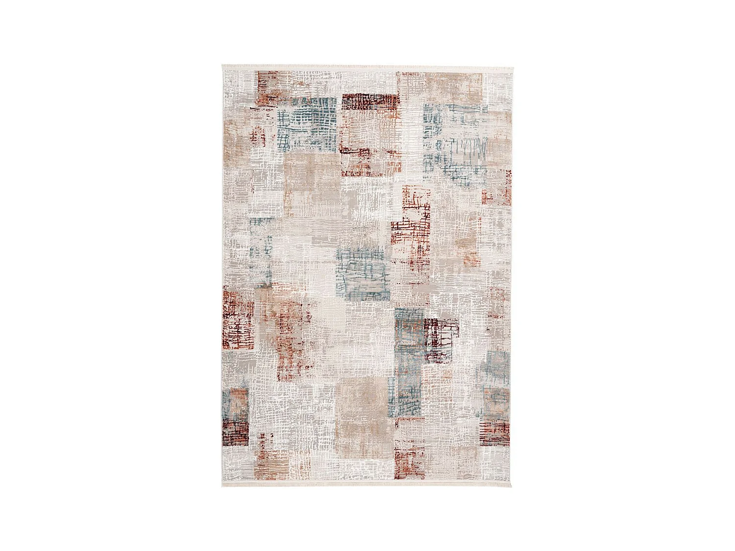Tapis Vintage à Franges "Akropolis IV" Gris & Rose 120 x 180 cm