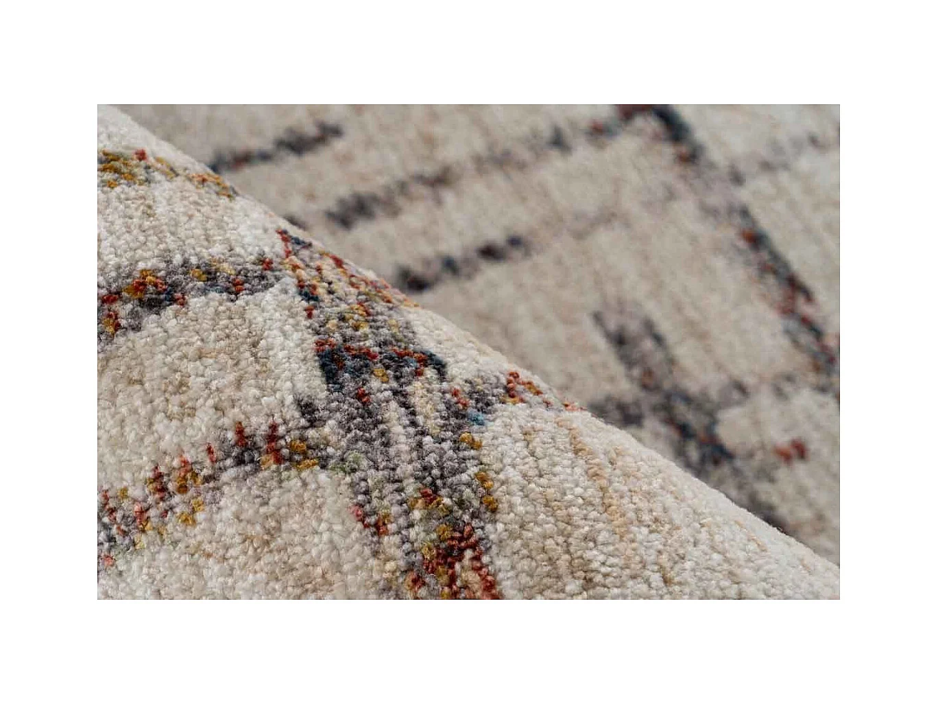 Tapis Tissé Imprimé Géométrique "Jaka" Crème 120 x 170 cm