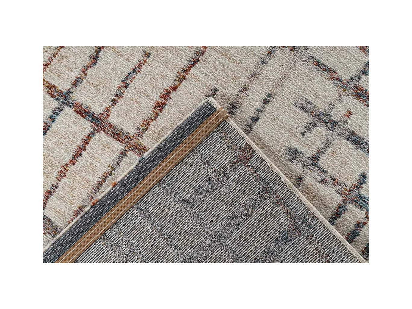 Tapis Tissé Imprimé Géométrique "Jaka" Crème 120 x 170 cm