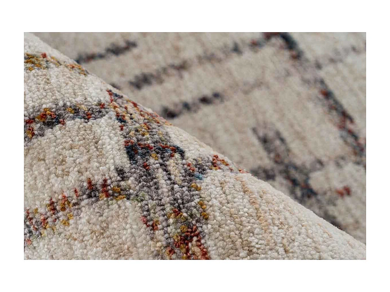 Tapis Tissé Imprimé Géométrique "Jaka" Crème 120 x 170 cm