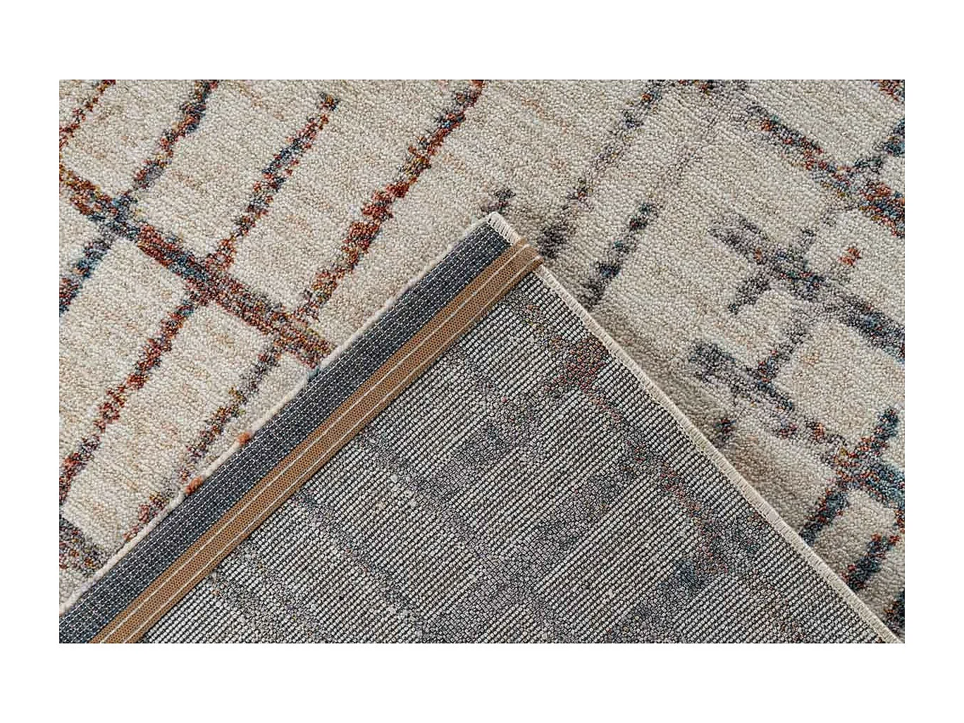 Tapis Tissé Imprimé Géométrique "Jaka" Crème 120 x 170 cm