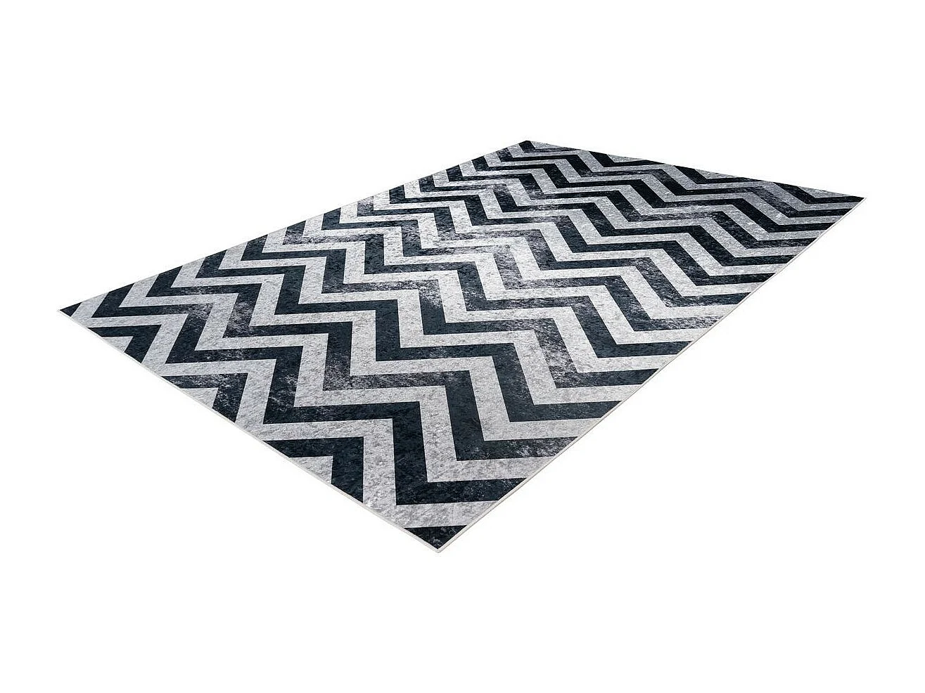 Tapis Imprimé à Poils Courts "Sally" Noir & Gris 80 x 150 cm