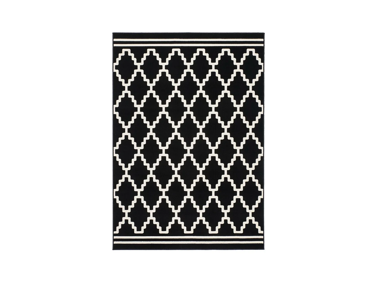 Tapis Imprimé Losange à Poils Courts "Lina" Noir 200 x 290 cm