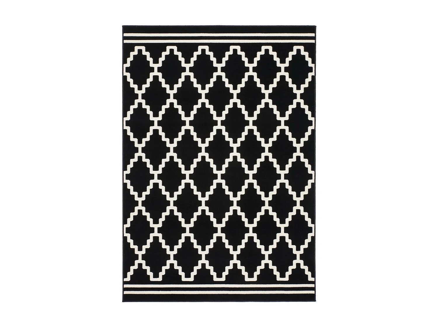 Tapis Imprimé Losange à Poils Courts "Lina" Noir 200 x 290 cm