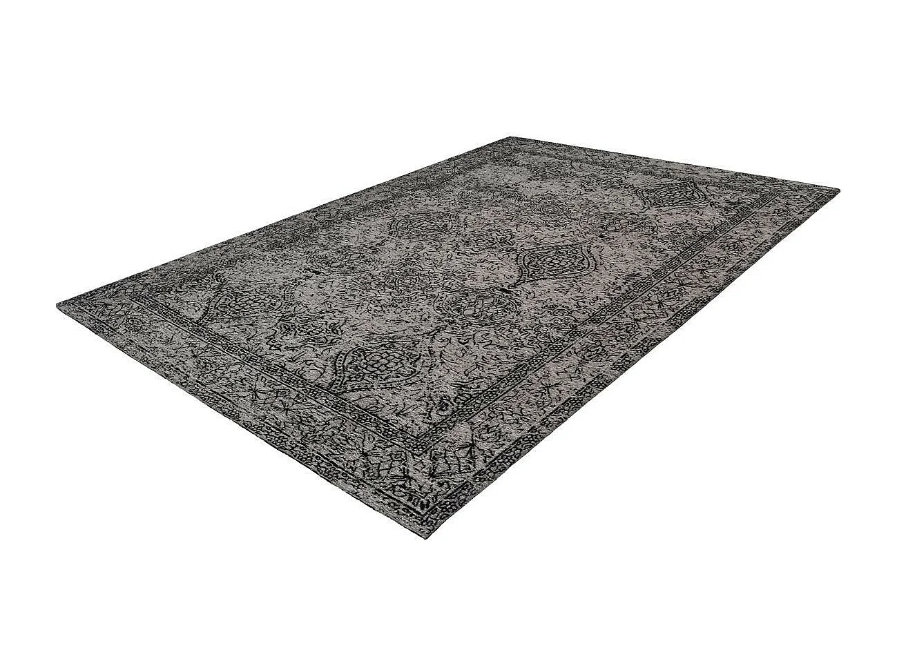 Tapis Vintage à Poils Courts "Iglesia" Gris & Noir 80 x 150 cm
